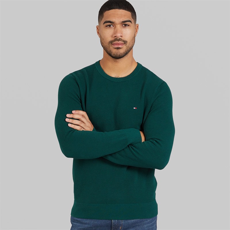 Tommy Hilfiger Mens Essential Crew Neck Jumper Ornamental Green Heather