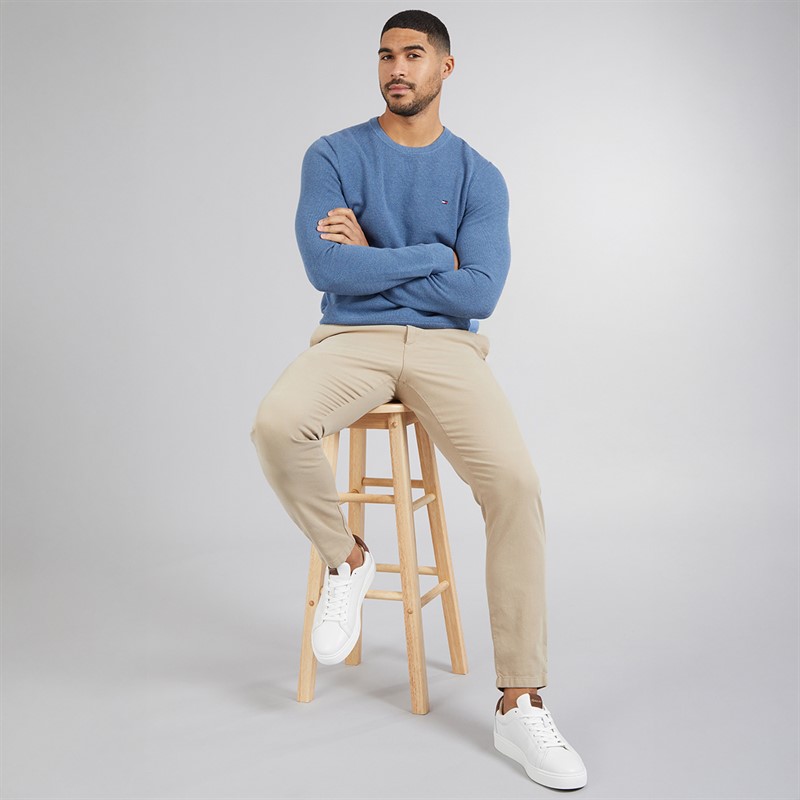 Tommy Hilfiger Mens Essential Crew Neck Jumper Petrol Blue Heather