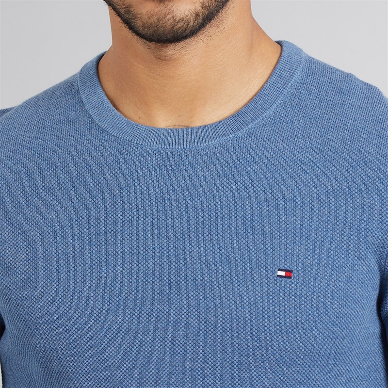 Tommy Hilfiger Mens Essential Crew Neck Jumper Petrol Blue Heather