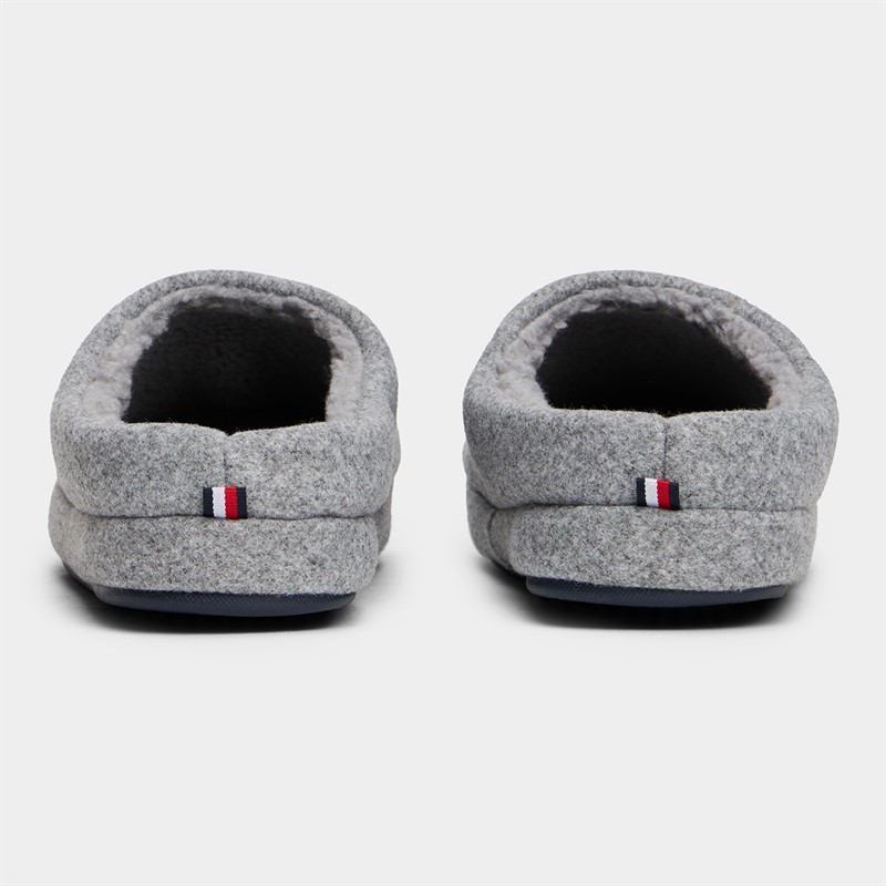 Tommy Hilfiger Mens Felt Low Back Slippers Universal Grey