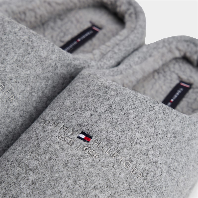 Tommy Hilfiger Mens Felt Low Back Slippers Universal Grey