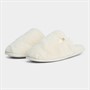 Tommy Hilfiger Womens Faux Fur Mule Slippers Ancient White