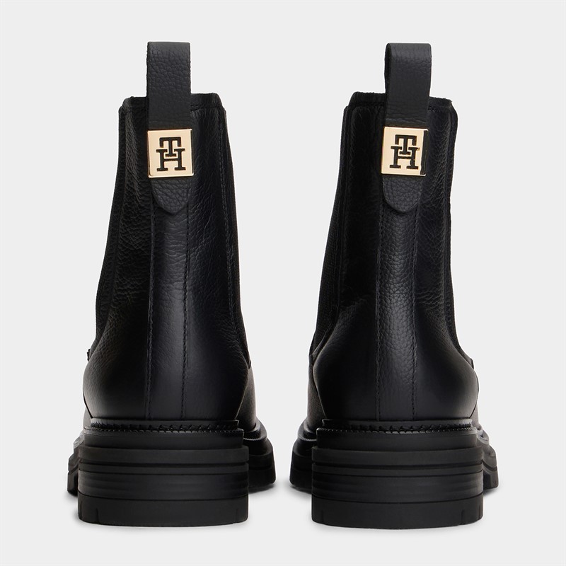 Tommy Hilfiger Womens Pebble Grain Leather Chelsea Boots Black