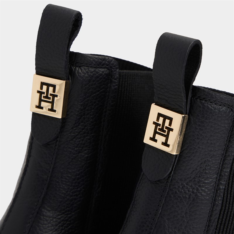 Tommy Hilfiger Womens Pebble Grain Leather Chelsea Boots Black