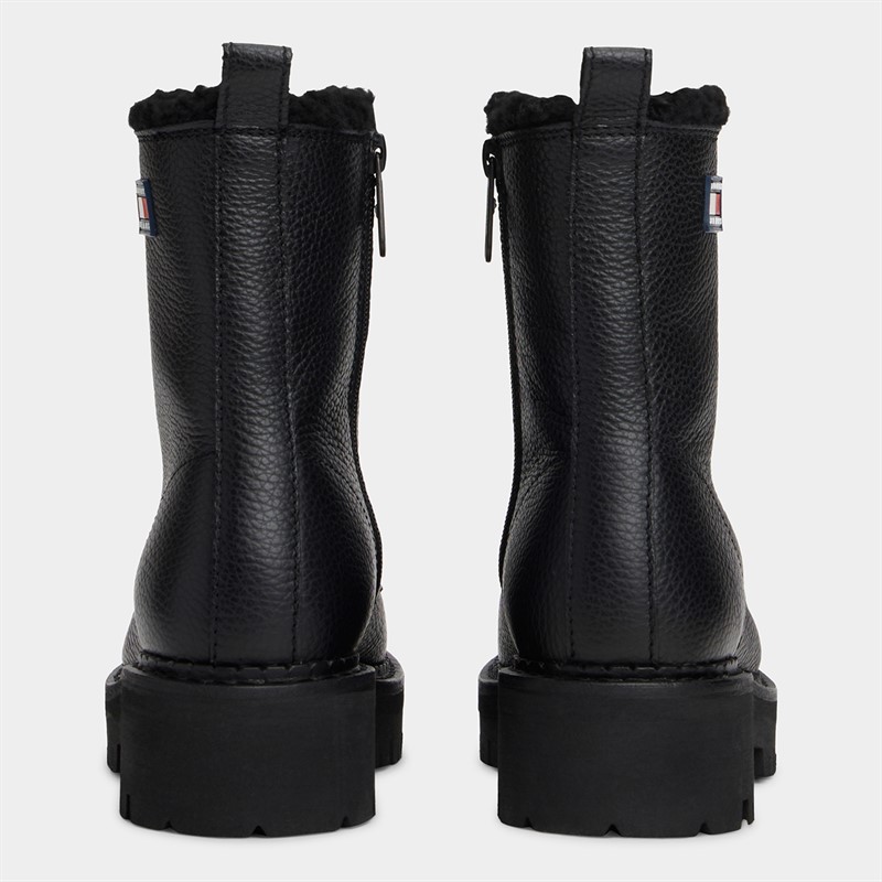 Tommy Hilfiger Womens Urban Warm Lined Lace Up Boots Black