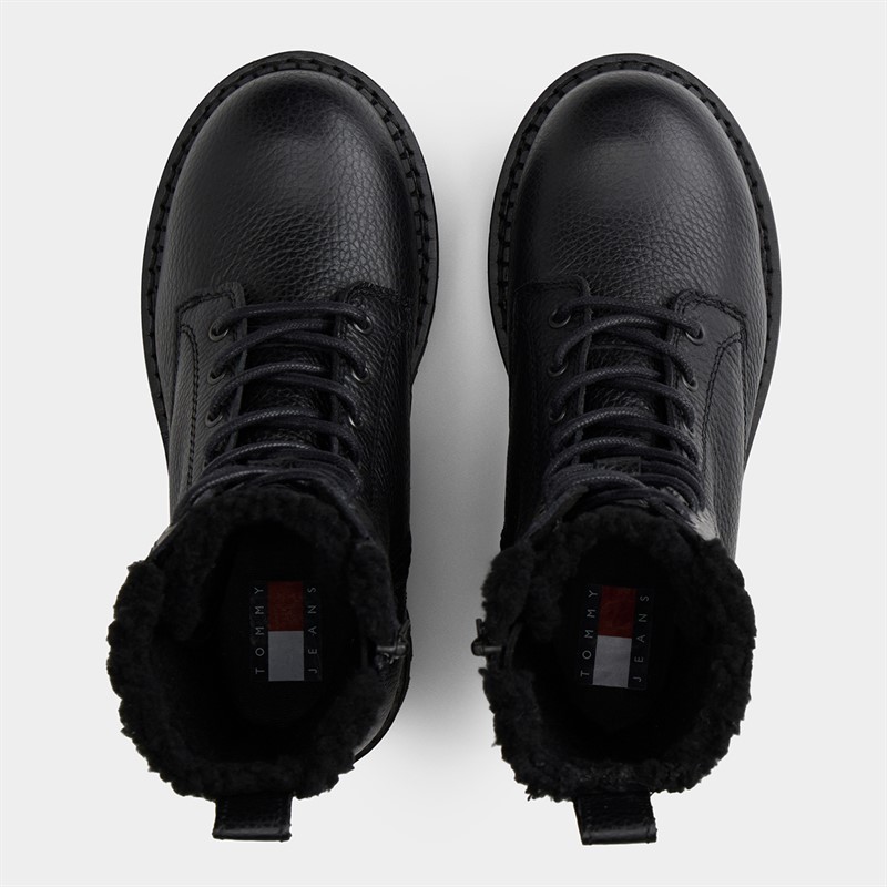Tommy Hilfiger Womens Urban Warm Lined Lace Up Boots Black