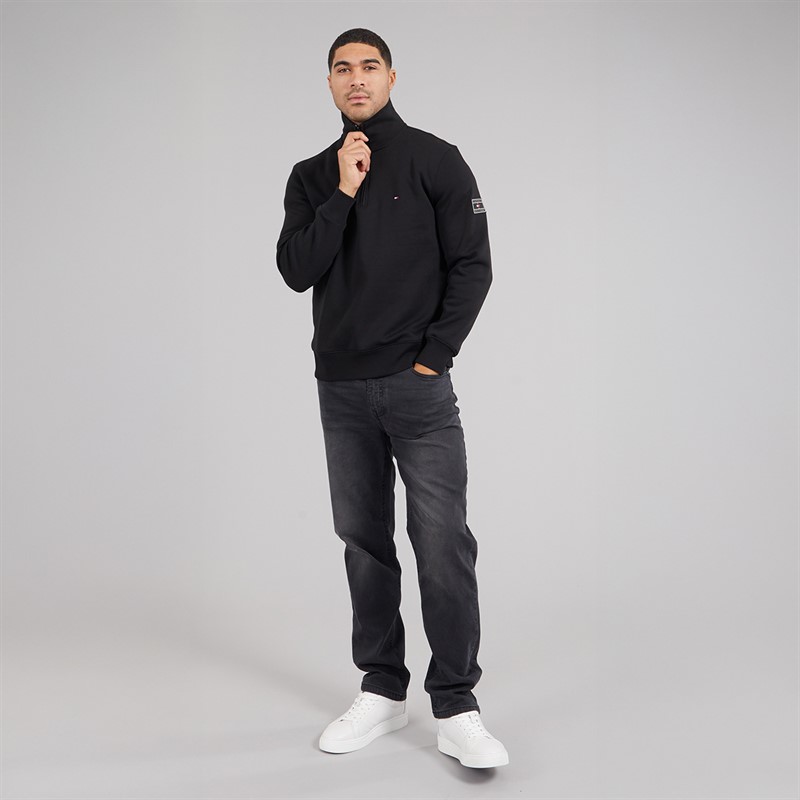 Tommy Hilfiger Mens 1/4 Zip Sweatshirt Black