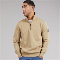 Tommy Hilfiger Mens 1/4 Zip Sweatshirt Surplus Khaki