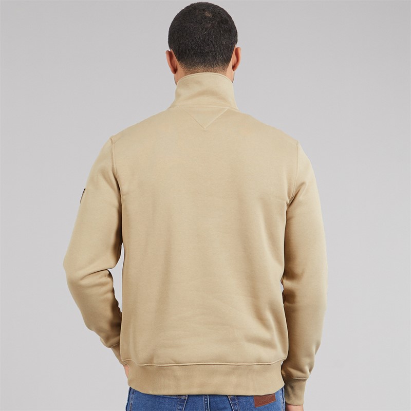 Tommy Hilfiger Mens 1/4 Zip Sweatshirt Surplus Khaki
