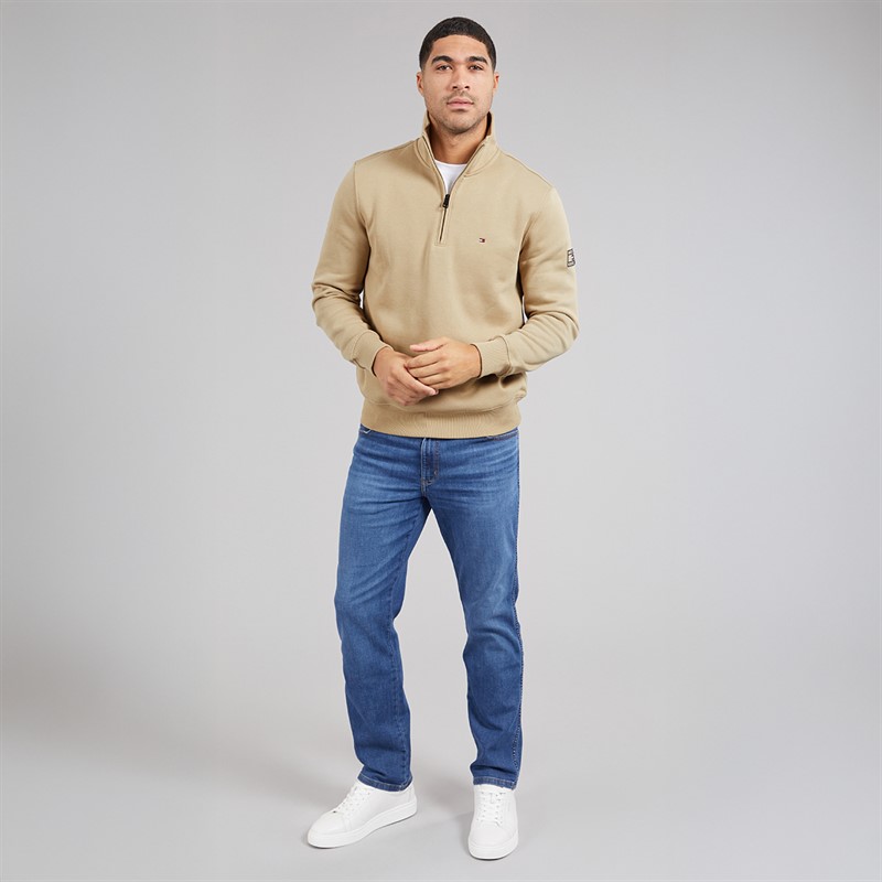 Tommy Hilfiger Mens 1/4 Zip Sweatshirt Surplus Khaki