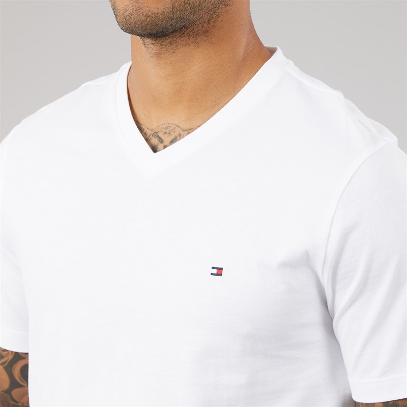Tommy Hilfiger Mens Essential V-Neck T-Shirt White