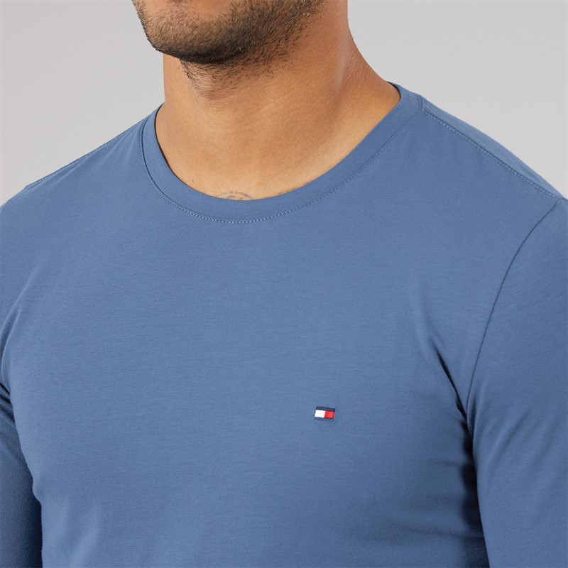 Tommy Hilfiger Mens Stretch Slim Long Sleeve T-Shirt Aegean Sea