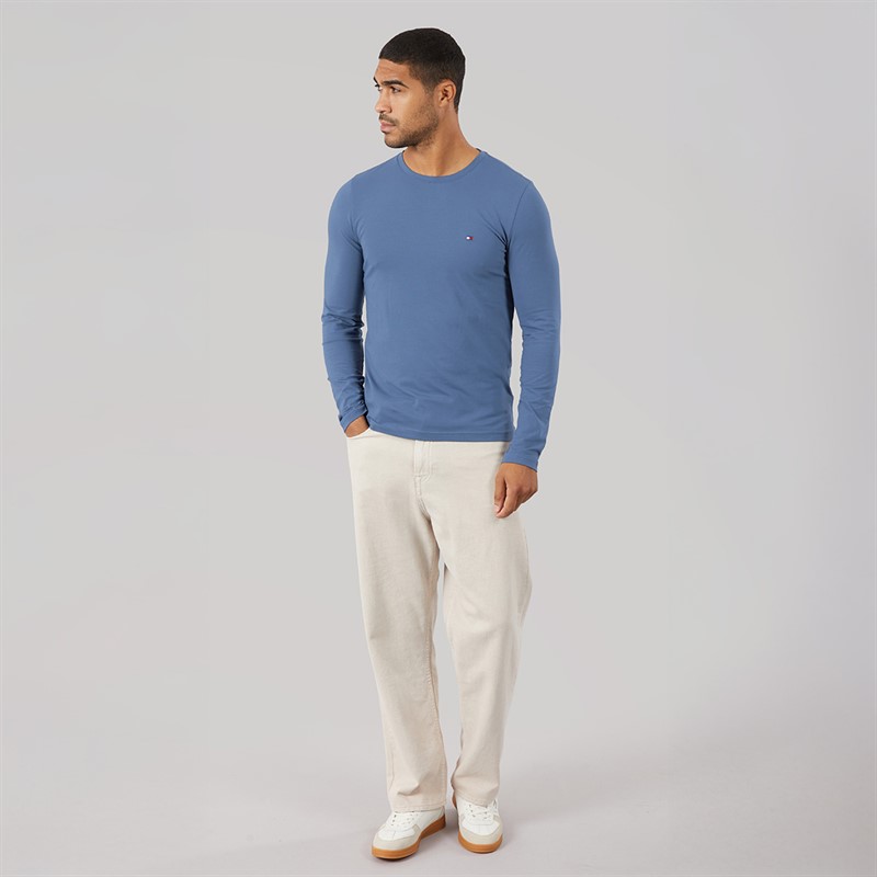 Tommy Hilfiger Mens Stretch Slim Long Sleeve T-Shirt Aegean Sea