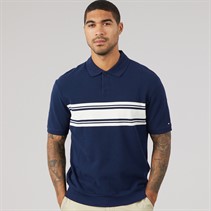 Tommy Hilfiger Mens Placed Breton Polo Shirt Carbon Navy