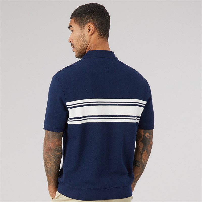 Tommy Hilfiger Mens Placed Breton Polo Shirt Carbon Navy