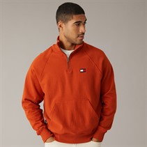 Tommy Hilfiger Mens Tommy Flag Elevated 1/4 Zip Sweatshirt Rusty Ochre