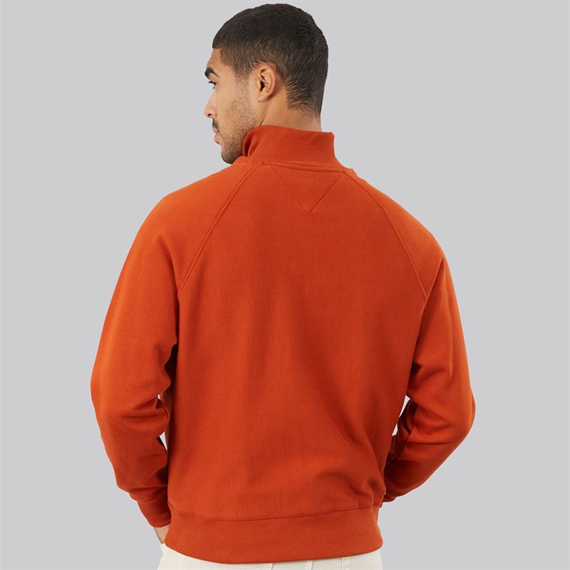 Tommy Hilfiger Mens Tommy Flag Elevated 1/4 Zip Sweatshirt Rusty Ochre