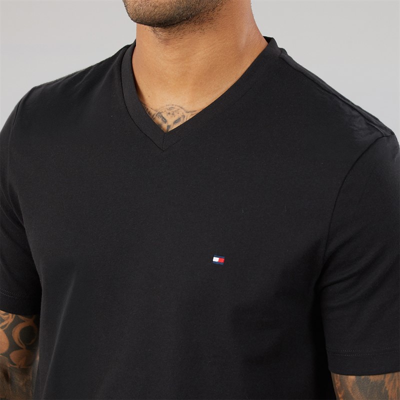 Tommy Hilfiger Mens Essential V-Neck T-Shirt Black