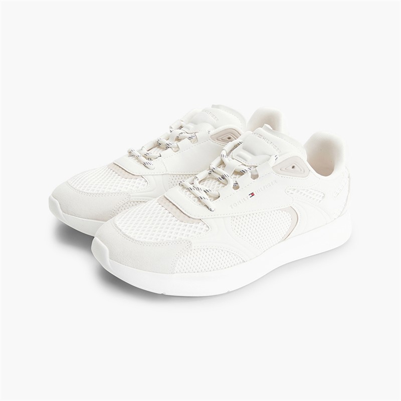 Tommy Hilfiger Mens Lightweight Runner Trainers Ecru