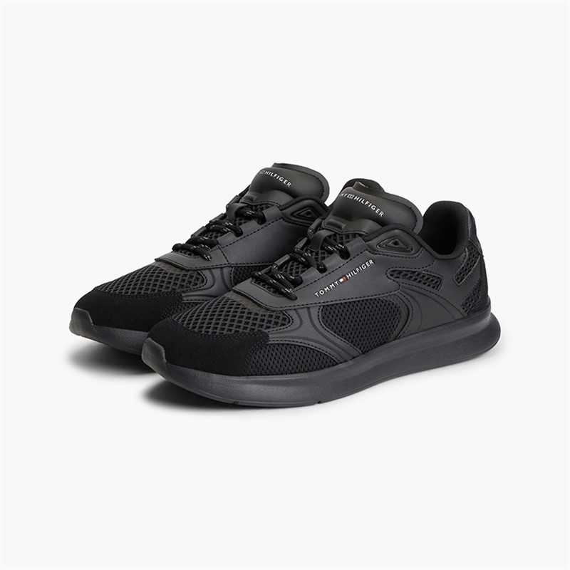Tommy Hilfiger Mens Lightweight Runner Trainers Black