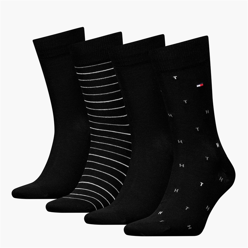 Tommy Hilfiger Mens Four Pack Gift Box Tin Socks Black