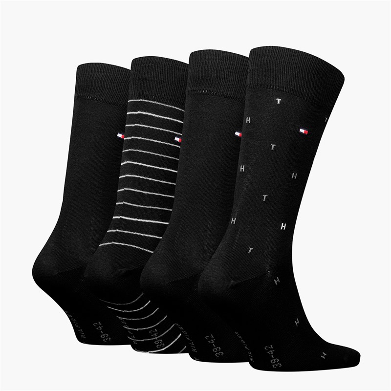 Tommy Hilfiger Mens Four Pack Gift Box Tin Socks Black