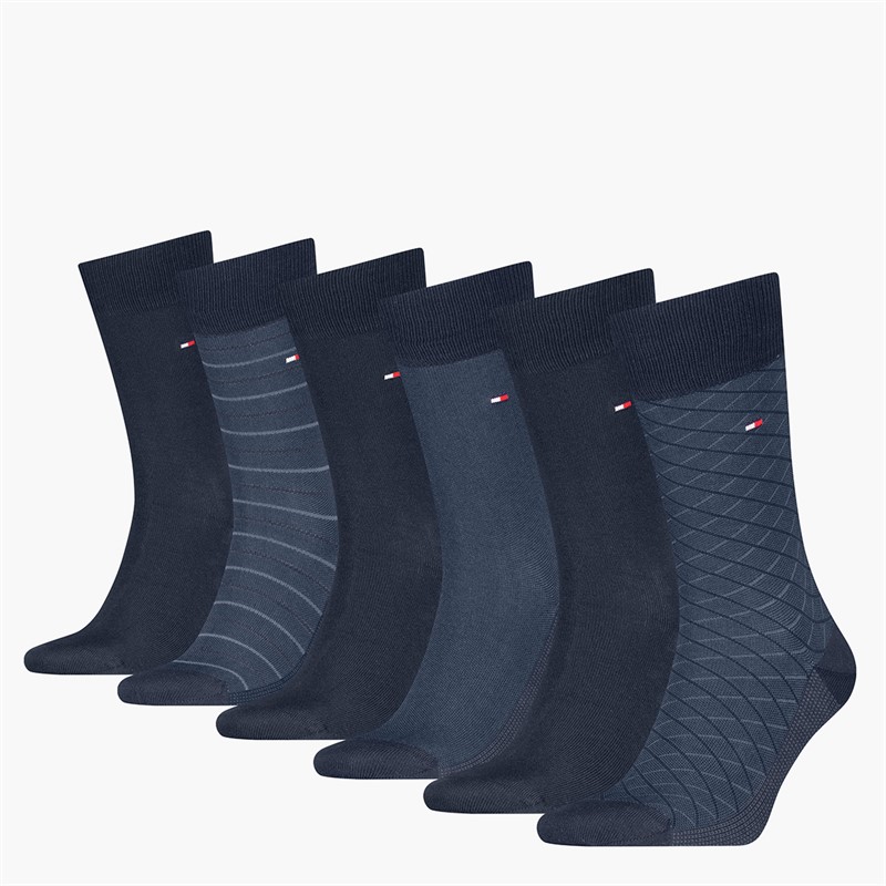 Tommy Hilfiger Mens Birdey Six Pack Gift Box Socks Navy