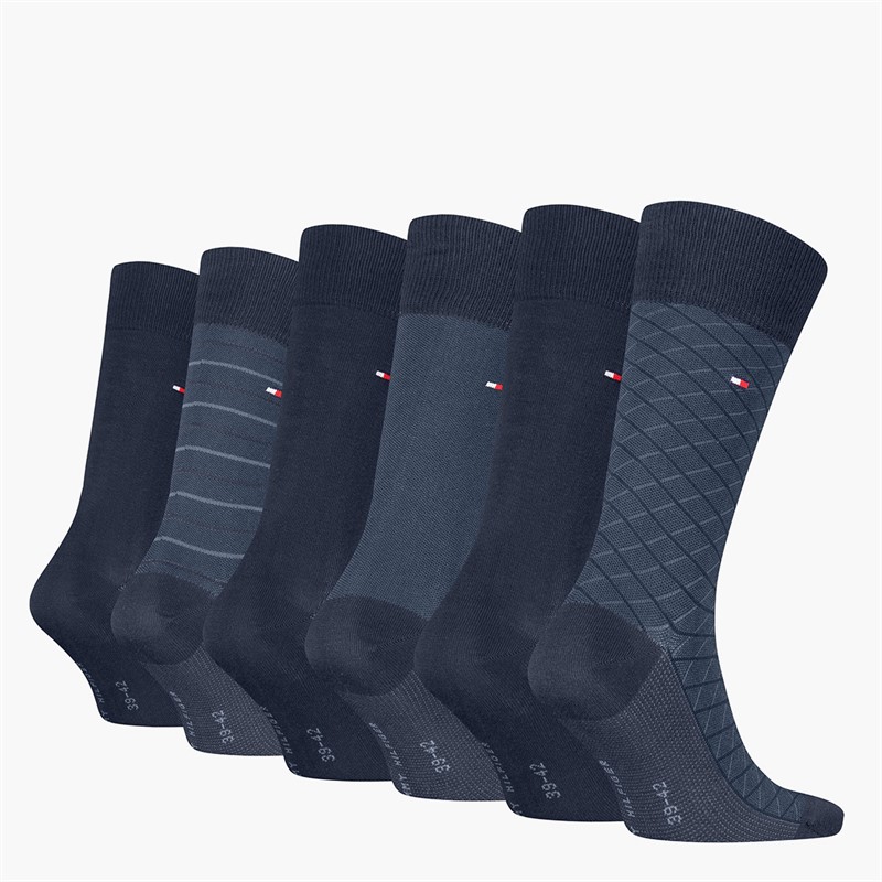 Tommy Hilfiger Mens Birdey Six Pack Gift Box Socks Navy