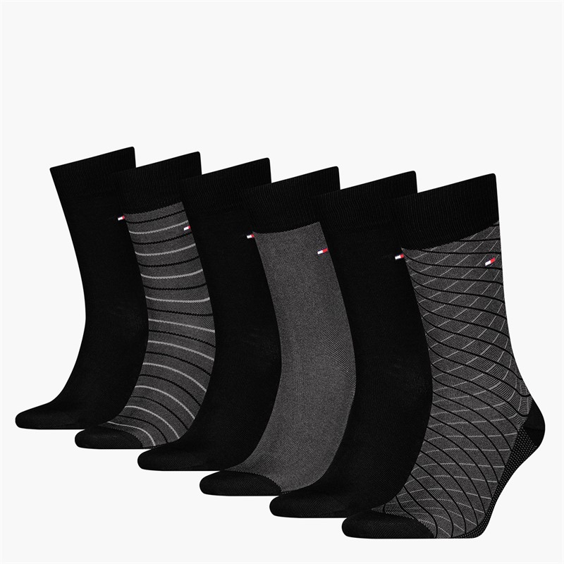 Tommy Hilfiger Mens Birdey Six Pack Gift Box Socks Black