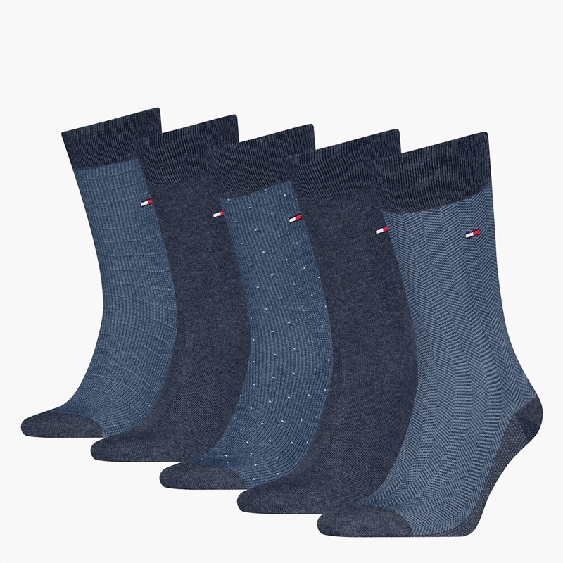 Tommy Hilfiger Mens Herringbon Five Pack Gift Box Socks Jeans