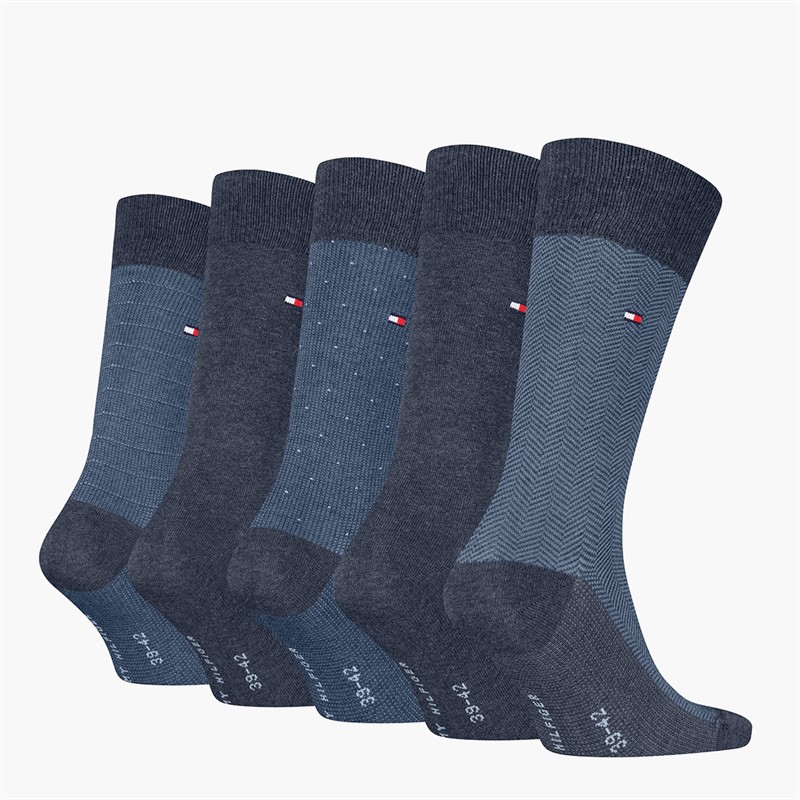 Tommy Hilfiger Mens Herringbon Five Pack Gift Box Socks Jeans