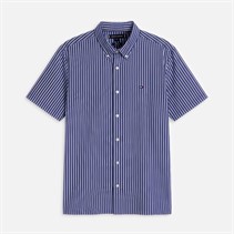 Tommy Hilfiger Mens Plus Flex Poplin Stripe Short Sleeve Shirt Wedge Blue/Stripe
