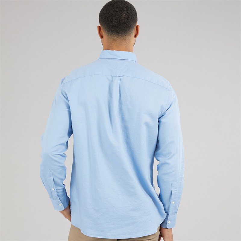 Tommy Hilfiger Mens Linen Blend Long Sleeve Shirt Cloudy Blue
