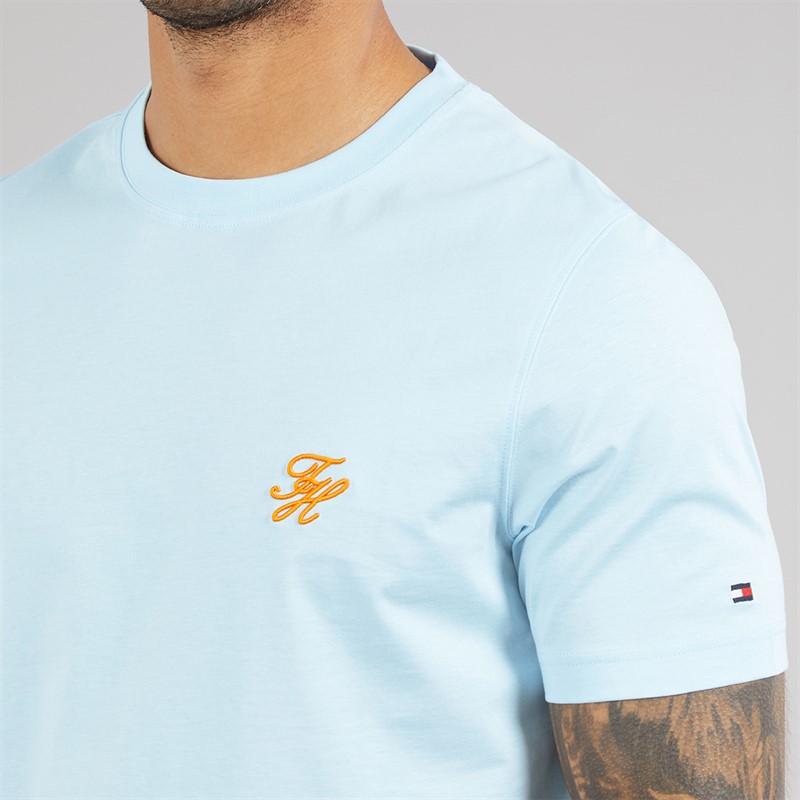 Tommy Hilfiger Mens Script Monogram T-Shirt Keepsake Blue