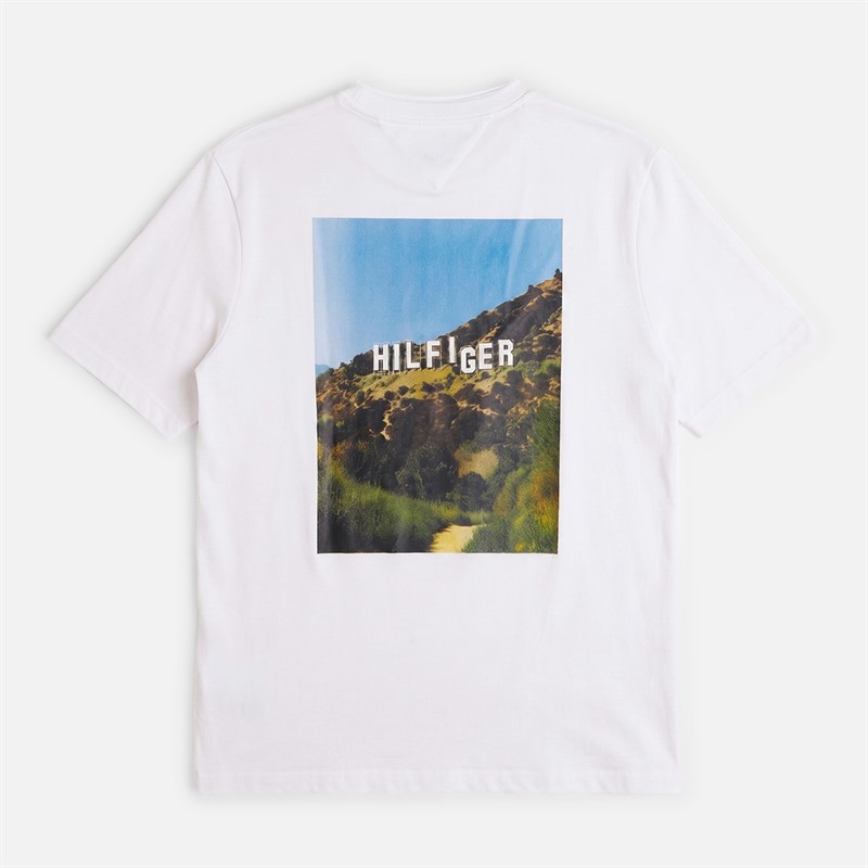Tommy Hilfiger Mens Plus Photo Print Hilfiger T-Shirt White