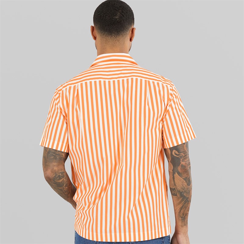 Tommy Hilfiger Mens Papertouch Pop Short Sleeve Shirt Orange Hype/Stripe