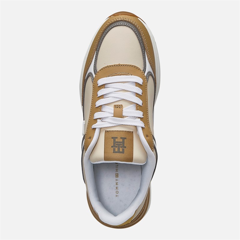Tommy Hilfiger Womens Casual Fashion Runner Trainers Sugarcane/Safari Canvas