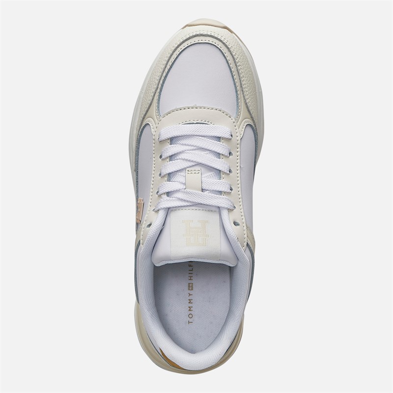Tommy Hilfiger Womens Casual Fashion Runner Trainers White/Ivory Petal