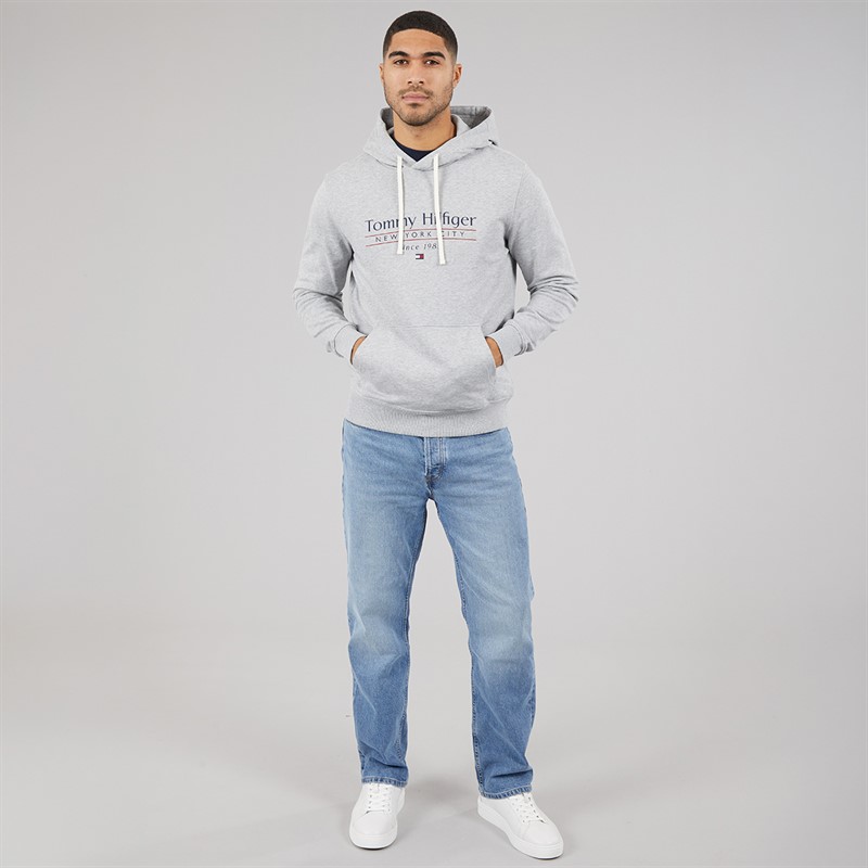 Tommy Hilfiger Mens Center Stac Hoodie Light Grey