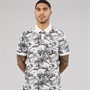 Tommy Hilfiger Mens All Over Print Linen Polo Shirt Desert Sky/Ivory Petal