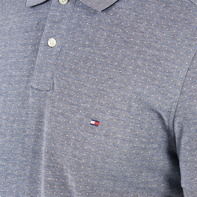 Tommy Hilfiger Mens Pique Microprint Reg Polo Shirt Desert Sky