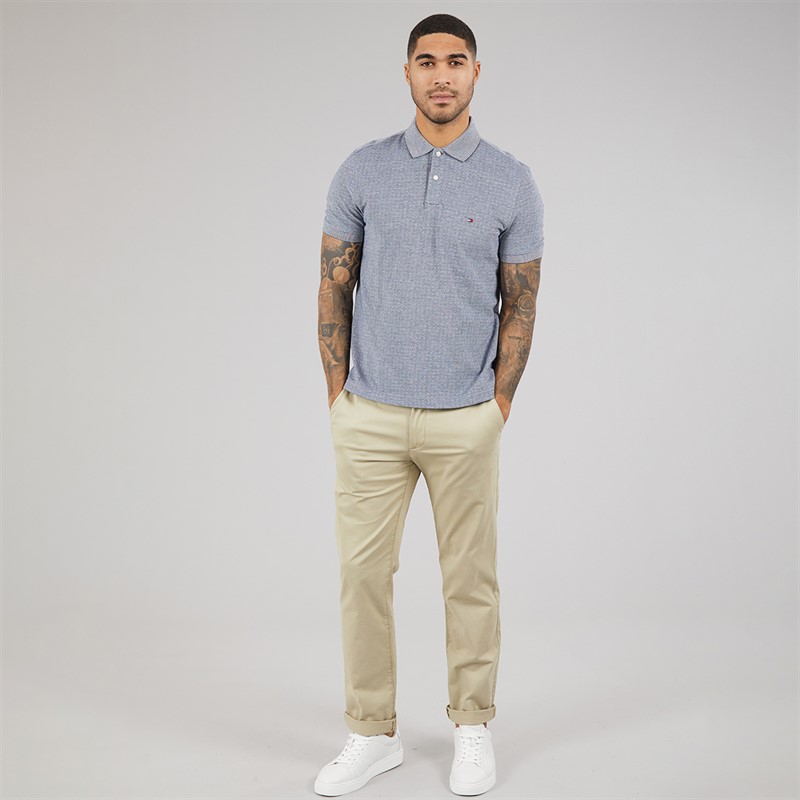 Tommy Hilfiger Mens Pique Microprint Reg Polo Shirt Desert Sky