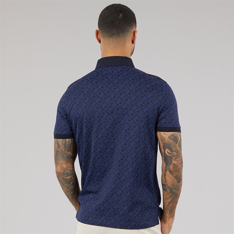 Tommy Hilfiger Mens Monogram Polo Shirt Aop Desert Sky