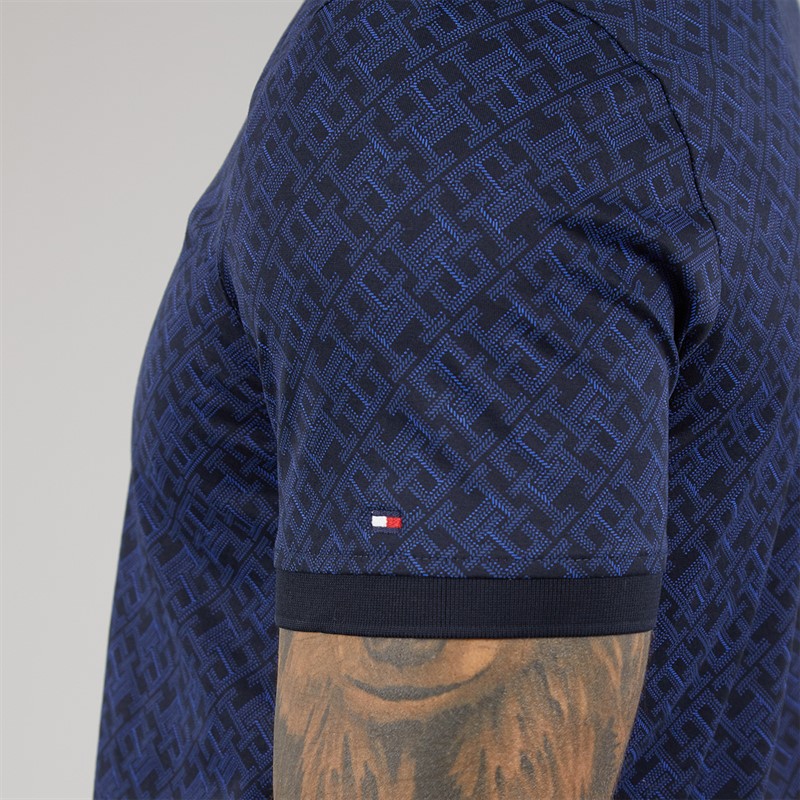 Tommy Hilfiger Mens Monogram Polo Shirt Aop Desert Sky