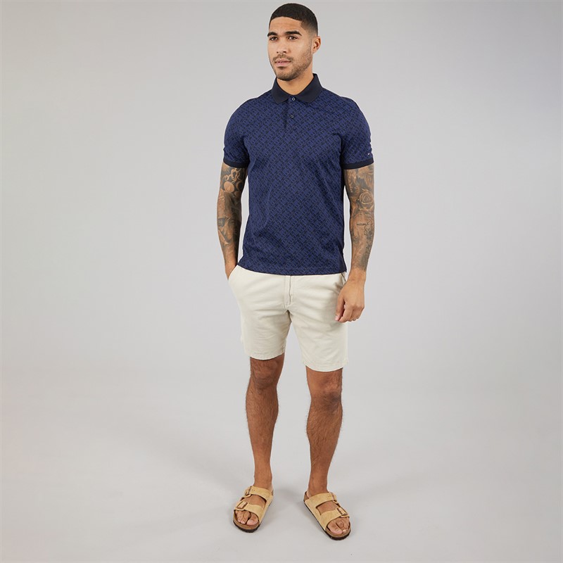 Tommy Hilfiger Mens Monogram Polo Shirt Aop Desert Sky