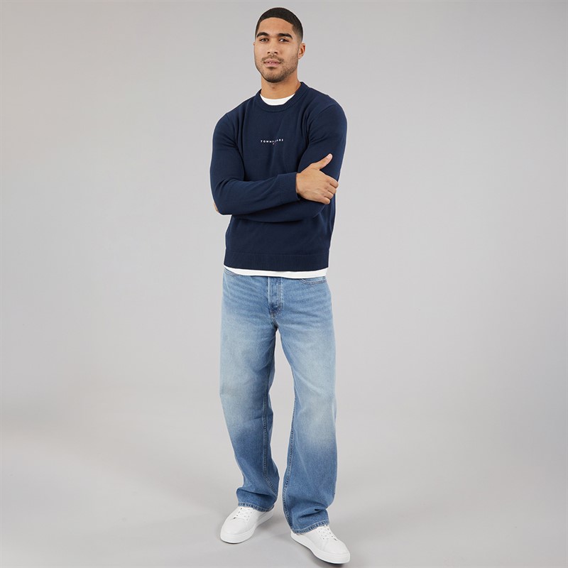 Tommy Hilfiger Mens Linear Jumper Dark Night Navy