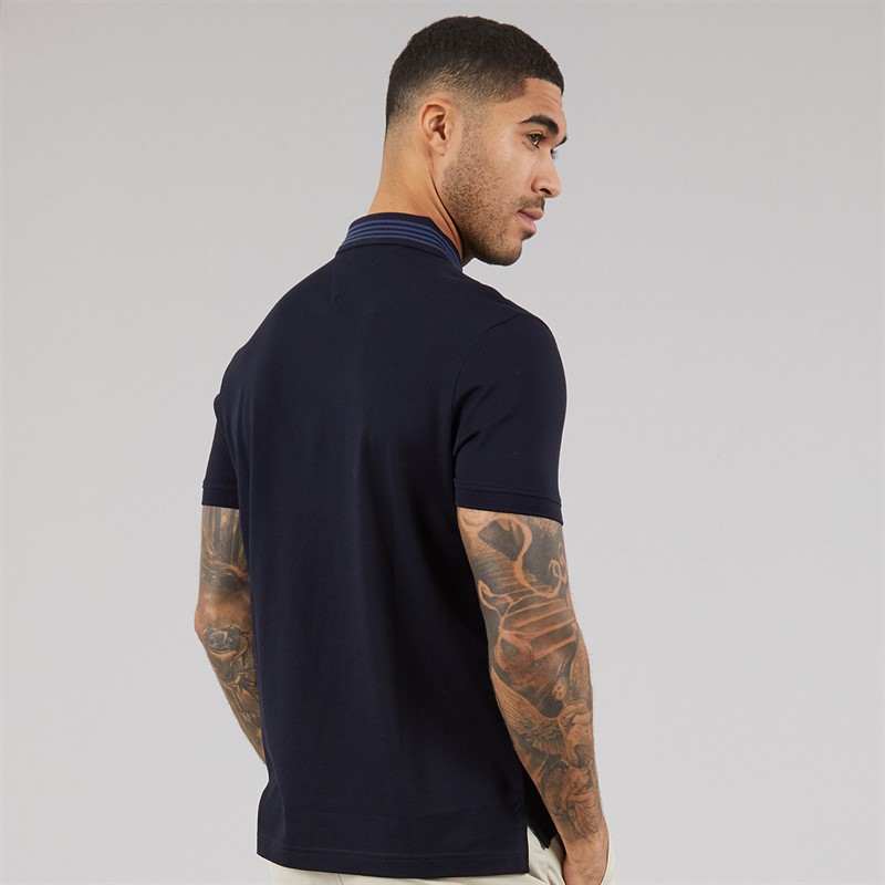 Tommy Hilfiger Mens Mercerised Pique Zip Polo Shirt Desert Sky