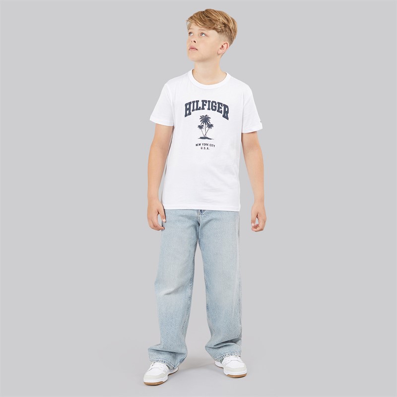 Tommy Hilfiger Boys Palm Print T-Shirt White