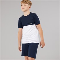 Tommy Hilfiger Boys Mini Corp Colour Block T-Shirt And Shorts Set Dark Night Navy/White Colourblock