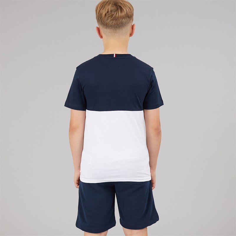Tommy Hilfiger Boys Mini Corp Colour Block T-Shirt And Shorts Set Dark Night Navy/White Colourblock